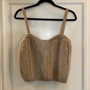 Anthropologie Cable Knit Sweater Sleeveless Tank Top sz L